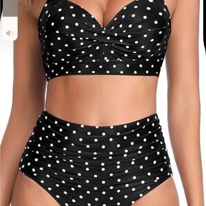 Tempt Me Elegant Black and White Polka Dot Bikini